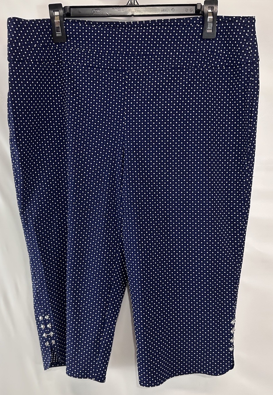 Attyre New York Blue Polka Dot Casual Capri Stretch Cropped Pants 14 - $9.87