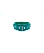 BDSM Teal Green Leather Candice Collar with Silver Hardware, Slave Choke... - £23.70 GBP