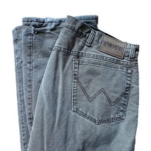Wrangler Rugged Wear Mens Brown Fleece Lined Pants Jeans 40x32 Distressed Faded - $24.00