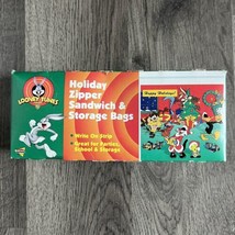 Vintage 1999 NOS Looney Tunes Holiday Zipper Sandwich &amp; Storage Bags Bugs Taz 99 - £17.71 GBP