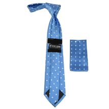 Men's Stacy Adams Tie and Hankie Set Woven Silky Satin #SAT125 Blue Polka Dot image 2
