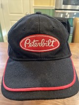 Peterbilt Trucking Semi Baseball Cap Black Hat Red Piping Low Profile - £14.85 GBP