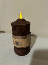 Burnt Mustard Flicker Flame Timer Pillar Candle - 6 inch image 5