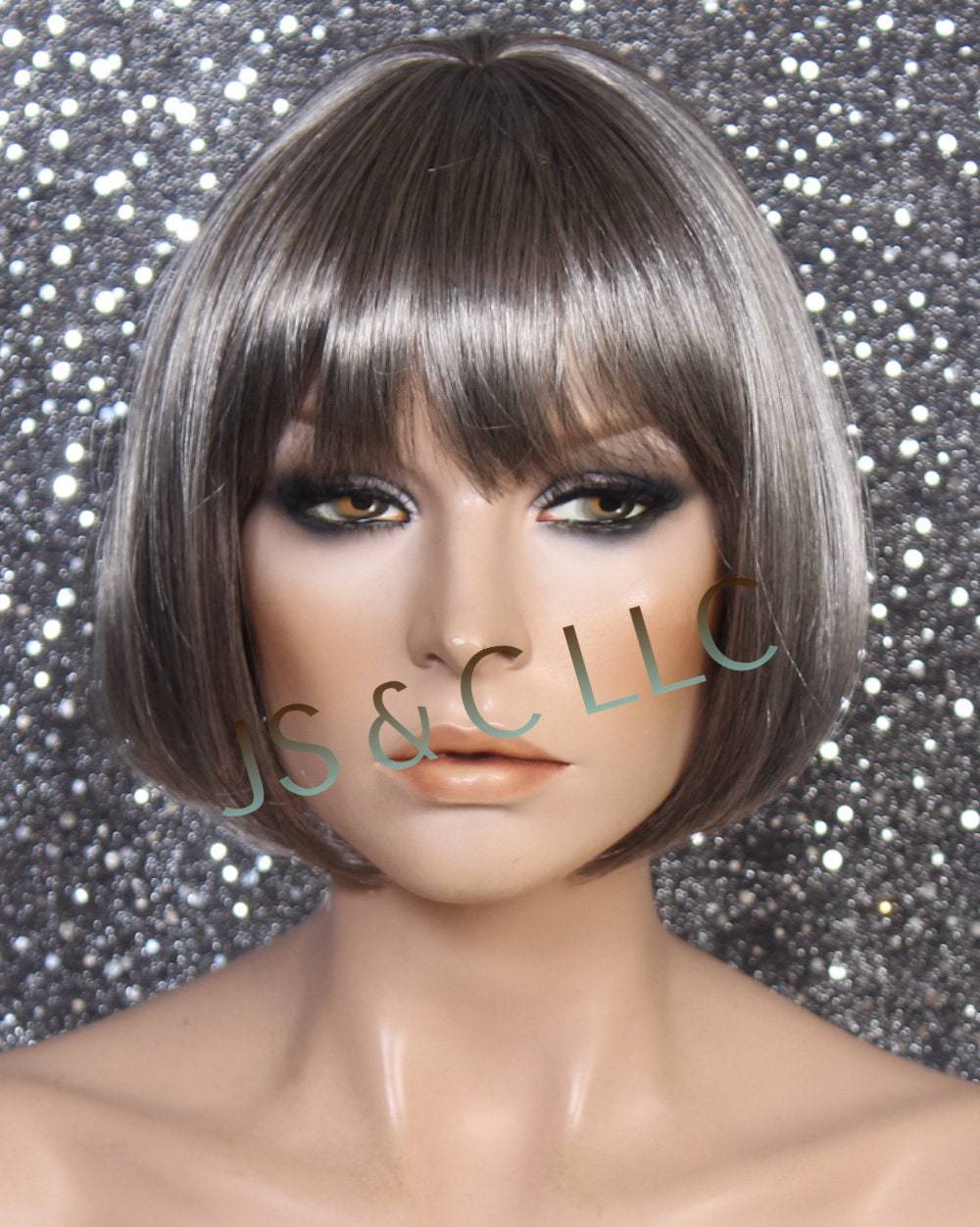 Salt and Pepper Silky Straight Bob EVERYDAY wig Tapered back center crow... - $59.95
