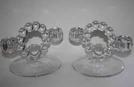 Set Of 2 Imperial Glass Candlewick Elegant Clear Double Candleholder - £21.99 GBP