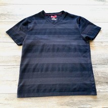 Alfani Mens Short Sleeve T Shirt Large Slim Fit Black Athletic Sport V Neck - $14.96