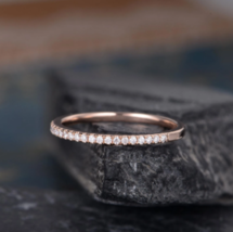1Ct Classic Simulated Half Eternity Thin Wedding Band Ring 14K Rose Gold Plated - £60.90 GBP