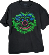 Muppets Black Cotton Neon Print THE ANIMAL Glow-in-the-dark T-Shirt Mens... - $19.95