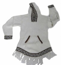 Alpakaandmore Unisex-child Hooded Sweater Alpaca Wool Fringle Pullover (... - £57.73 GBP