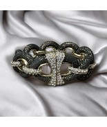 Joan Boyce Crystal Pave Cord Bracelet Black Silver Tone Gold Tone New - $374.75 MXN