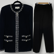 St John Collection Evening Wear Set Black Sparkle Blazer 10Pantsuit Women&#39;s 10 - £193.39 GBP