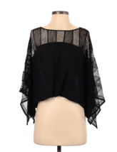 Zara Woman Black Flowy Crop Top Shirt Size Small Mesh Top Lightweight Oversized - £7.43 GBP