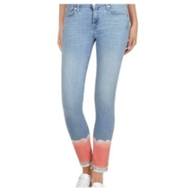 7 For All Mankind Dip Dye Jeans Size 28 Skinny Unrolled Cropped Bleached... - £30.39 GBP