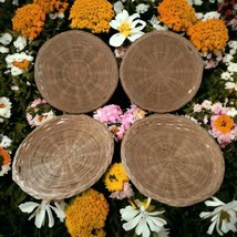 4 Rattan Wicker Paper Plate Holders Vintage 80s BBQ Wall Decor Natural Picnic - £15.56 GBP