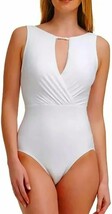 Calvin Klein Soft White High-Neck Tummy Control One-Piece Swimsuit 12 - £41.93 GBP