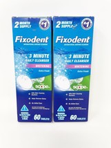 2 FIXODENT Antibacterial Denture Cleanser Whitening Extra Fresh 120 TABL... - $13.81