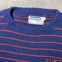Vintage Marlomar University of Illinois Acrylic Knit Sweater Blue Orange Size XL - £36.57 GBP