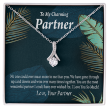 To My Partner Most Wonderful Partner Alluring Ribbon Necklace Message Card - £53.40 GBP+