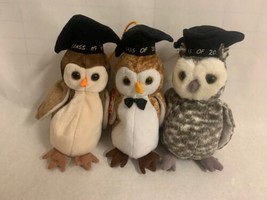 TY BEANIE BABIES Set of 3 Owls, Graduation Owls - $19.79