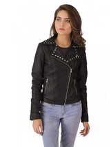  New Handmade Studded Black Leather Biker Jacket 2019 - £126.65 GBP