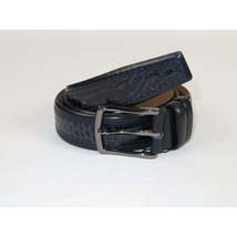 Men Genuine Leather Belt PIERO ROSSI Turkey Crocodile print Stitched 3071 Navy image 5
