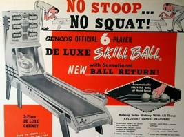 Deluxe Skill Ball Genco 1957 Arcade Bowling Flyer Original Game Art 8.5&quot;... - $26.36