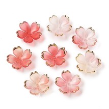 50 Flower Bead Caps Translucent Acrylic Red Ombre Floral Jewelry Supplie... - $3.31