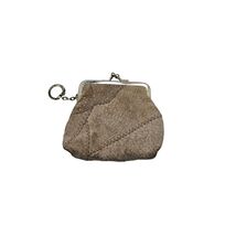 Womens Leather Coin Purse Key Chain Brown Snap Closure - $12.22