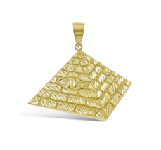 Egyptian Pyramid Pendant 10k Yellow Gold Eye Men Charm 2.3&quot; - £593.19 GBP