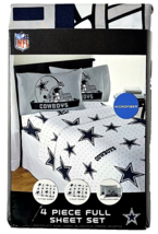 Cowboys 4 Piece Full Sheet Set Fitted Flat 2 Pillowcase Football Theme B... - £37.12 GBP