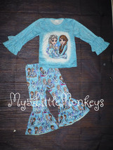 NEW Boutique Frozen Ana Elsa Girls Bell Bottom Outfit Set  - £5.48 GBP+