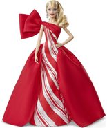 Barbie 2019 Holiday Doll, 11.5-inch, Blonde, Wearing Red and White Gown,... - $866.45 MXN