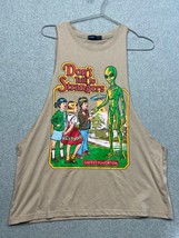 Y2k 90s Don&#39;t Talk to Strangers Athletic Tank Top Wmn Sz S Solid Sleeveless - £22.61 GBP