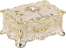 Hipiwe Vintage Jewelry Box, Small Enameled Trinket Box Organizer Rectang... - $31.94