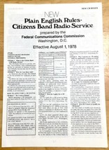 FCC Plain English Rules Part 95 Citizens Radio Service Aug 1978 Paper Bo... - £8.78 GBP