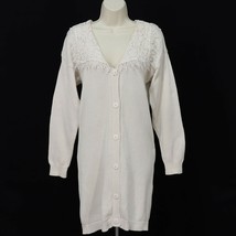 Gunne Sax Jessica McClintock VTG 80&#39;s Long Sweater Lace Collar M Medium Prairie - $142.49