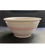 Vintage McCoy Pottery 0110 USA 10” Mixing Bread Dough Bowl Pink Blue Stripe - $28.05