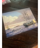 Herb Kane Original Lithograph Menu Art “Whaling Ships Of Kaanapali, Maui” - $93.50