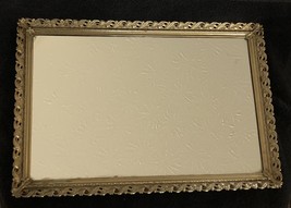 Vintage Vanity Dresser Mirror Tray Gold Filigree 15 1/2”x 10&quot; Rectangular - $31.36