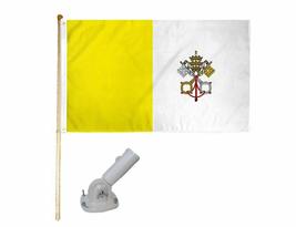 Ant Enterprises 5&#39; Wooden Flag Pole Kit W/Nylon White Bracket 3x5 Vatican City P - £27.88 GBP