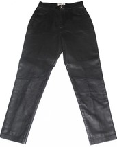 Margaret Godfrey Black Soft Leather 5-Pocket (Jeans Cut) Lined Pants Wms 14 EXC - £50.35 GBP