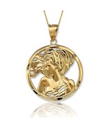 Virgo Zodiac Gold Virgin Pendant Necklace 10k 14k Yellow White Rose Gold Charm - $339.99 - $599.99