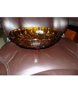 INDIANA GLASS EMBOSSED FRUIT GRAPE 4 FOOTED BOWL VINTAGE AMBER OVAL EUC - £44.24 GBP