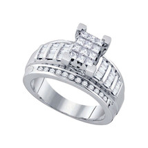 10kt White Gold Princess Diamond Cluster Bridal Wedding Engagement Ring Size 9 - £630.57 GBP