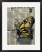 Cherie Roe Dirksen Butterfly on My Newspaper Black Contemporary Framed Art Print - £252.79 GBP