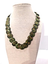 Vintage Hand Tied Rainforest Jasper Rayolite Necklace 17&quot; Sterling clasp... - £58.10 GBP