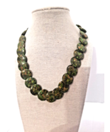 Vintage Hand Tied Rainforest Jasper Rayolite Necklace 17&quot; Sterling clasp... - £58.03 GBP