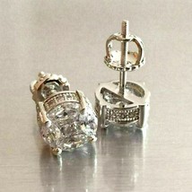 Neuf 2Ct Simulé Diamant Solitaire Boucles D&#39;Oreilles 14K Plaqué or Blanc Argent - £37.19 GBP