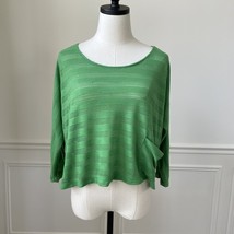 Anthropologie Pure + Good Shirt Top Green Crop Cut Outs M - $364.20 MXN