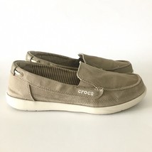 Crocs Walu Loafer Khaki Tan Canvas Slip On Comfort Boat Shoes Women’s Si... - $14.11